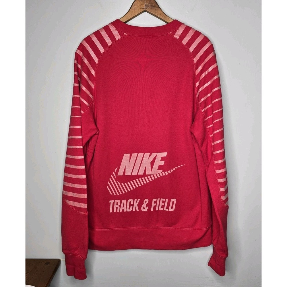 Nike Track and Field Red 3M Men Size Med Crew Neck Sweatshirt Side Zip Pullover